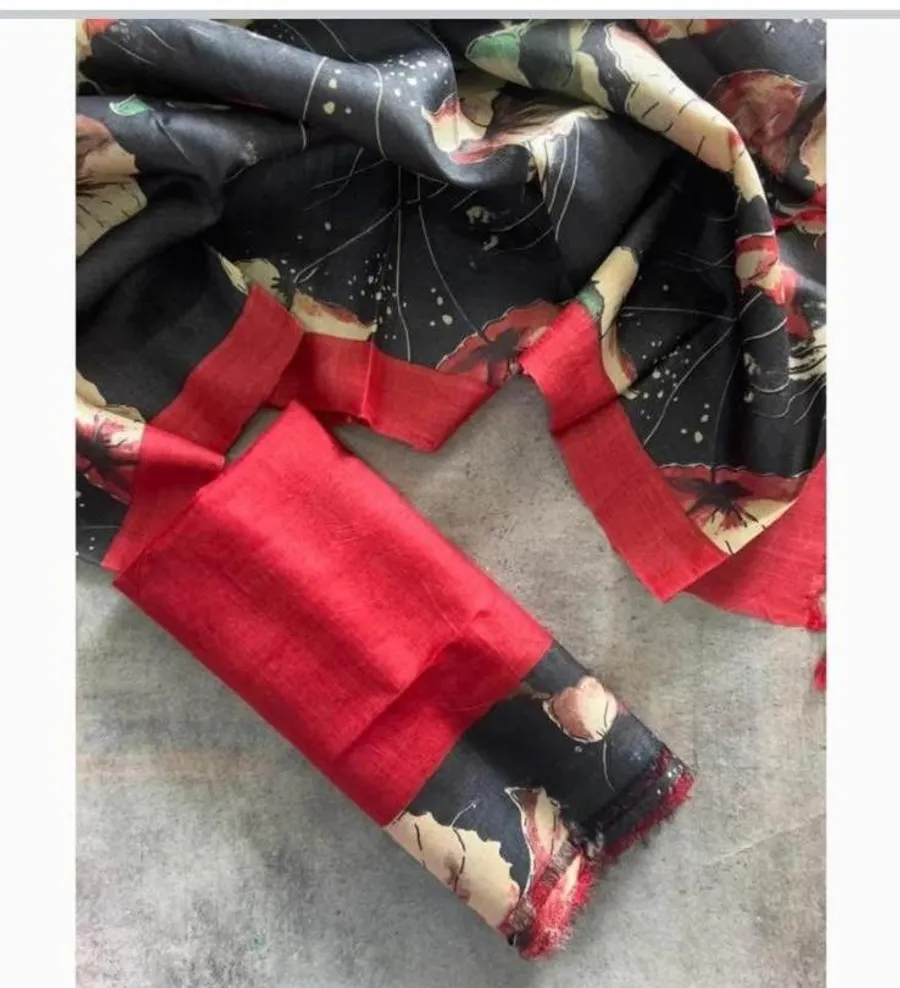 Pure Handloom Tussar Silk Dress Materials (Top & Dupatta Only)